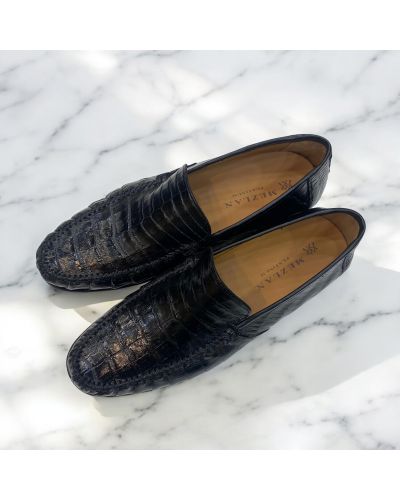 Mocassin Mezlan 7452 véritable crocodile noir