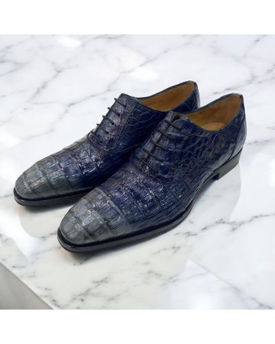 Oxford shoe Mezlan 4338 genuine blue-grey crocodile