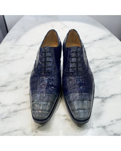 Richelieu Mezlan 4338 véritable crocodile bleu gris