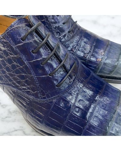 Oxford shoe Mezlan 4338 genuine blue-grey crocodile