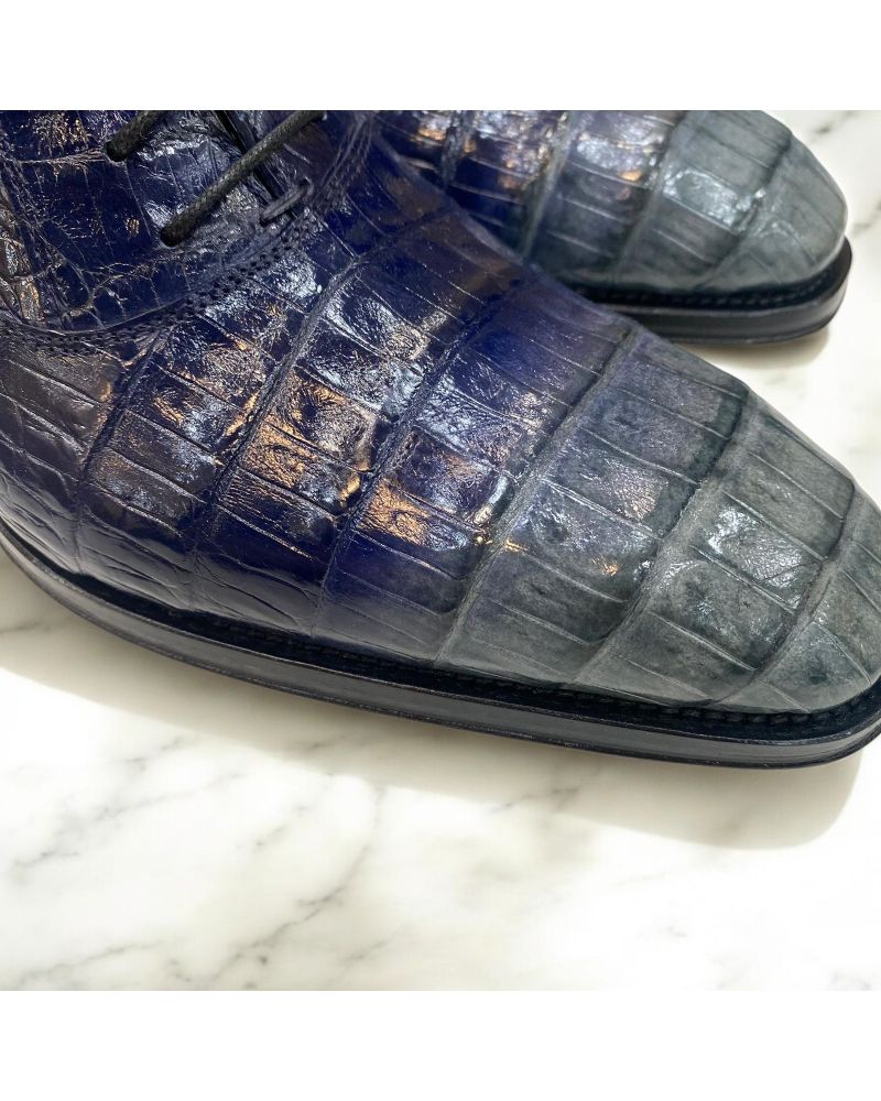 Mezlan 4338 croco oxford blue-grey leather