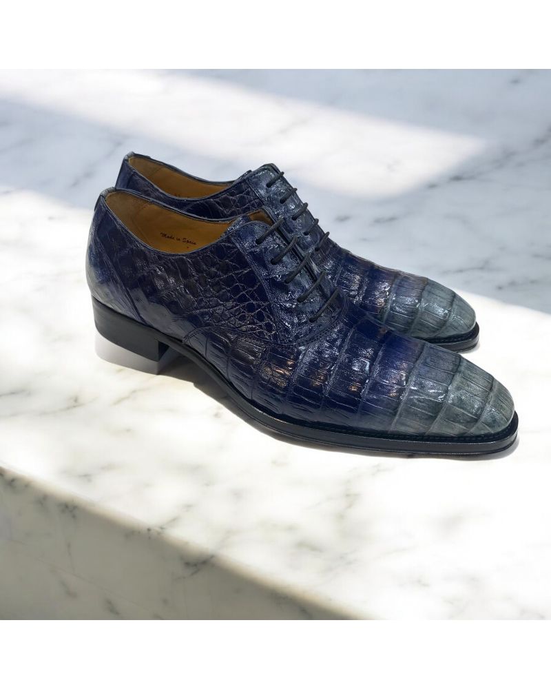 Mezlan 4338 croco oxford blue-grey leather