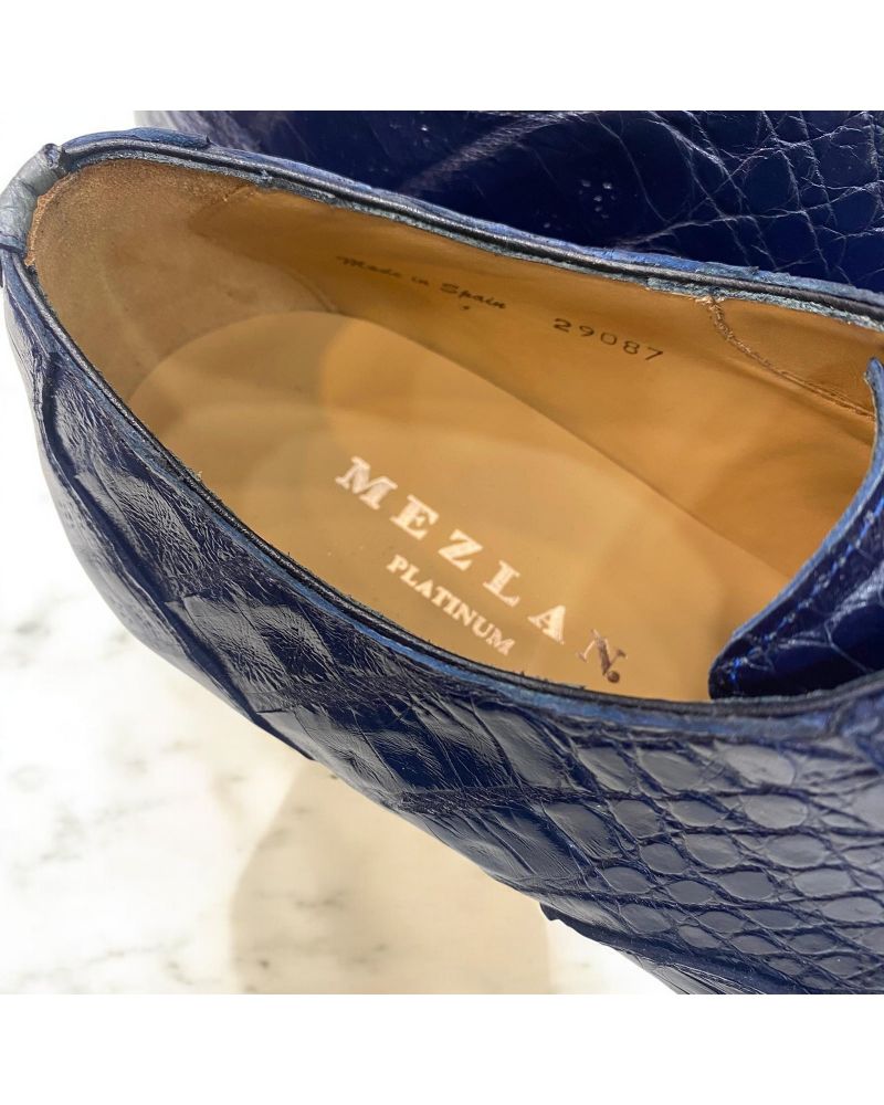 Mezlan 4338 croco oxford blue-grey leather