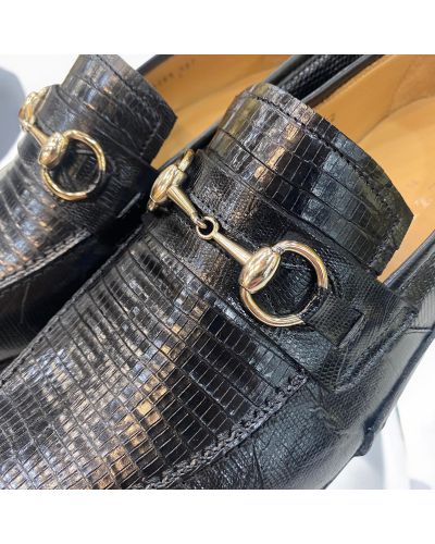 Mocassin Mezlan 50289 véritable lézard noir