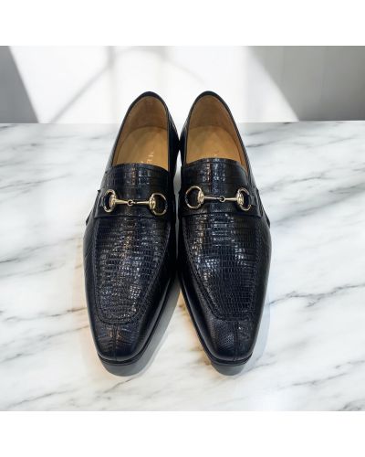 Mocassin Mezlan 50289 véritable lézard noir