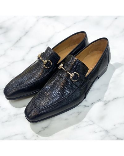 Mocassin Mezlan 50289 véritable lézard noir