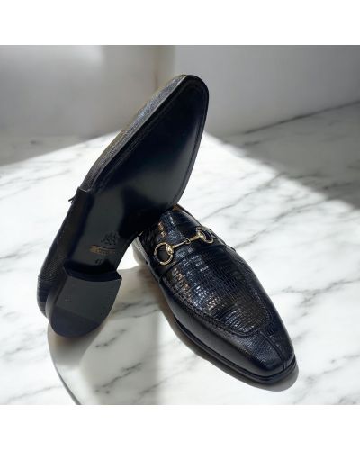 Mocassin Mezlan 50289 véritable lézard noir