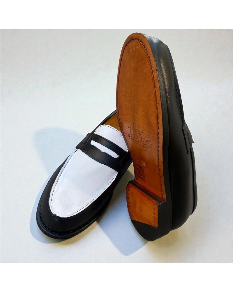 Mocassins Femme Bicolore Noir & Blanc - Taille 36 - Neuf Avec Emballage - Stephan Shoes