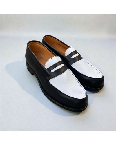 Mocassin Femme John Mendson 0622 Wendy cuir bicolore noir et blanc