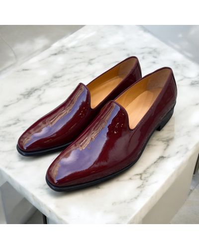 Moccasin slippers Center 51 Baron burgundy varnished leather