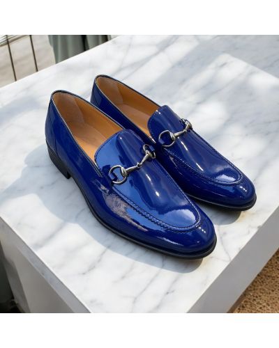 Moccasin shoe Center 51 Sphynx navy blue varnished leather