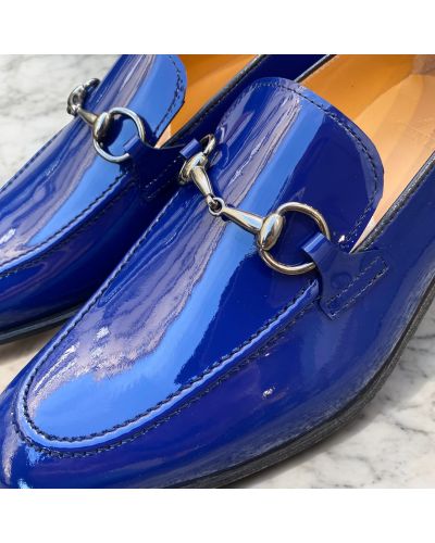 Mocassin Center 51 sphynx cuir vernis bleu marine