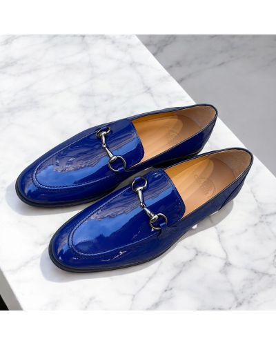 Moccasin shoe Center 51 Sphynx navy blue varnished leather