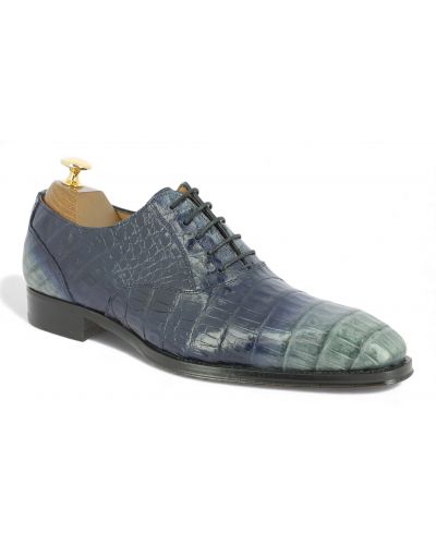 Richelieu Mezlan 4338 véritable crocodile bleu gris