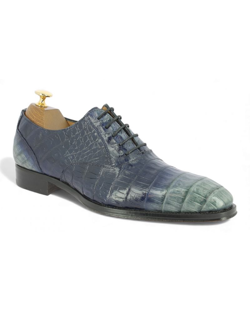 Richelieu Mezlan 4338 véritable crocodile bleu gris