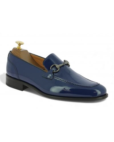 Mocassin Center 51 sphynx cuir vernis bleu marine
