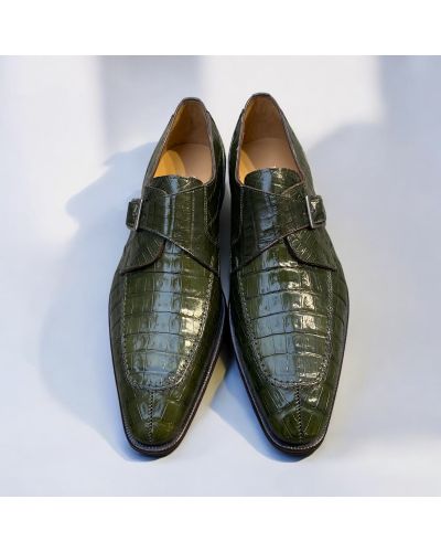 Chaussure à boucle Mezlan 50148 croco vert