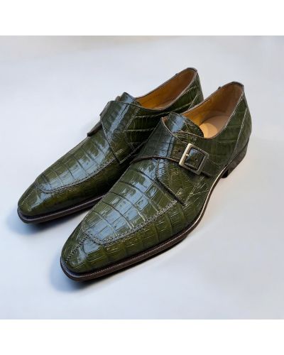 Monk strap shoe Mezlan 50148 green croco
