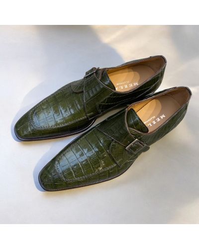 Monk strap shoe Mezlan 50148 green croco