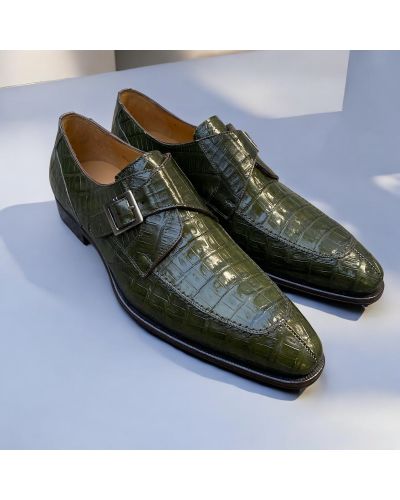 Chaussure à boucle Mezlan 50148 croco vert