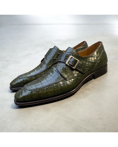 Chaussure à boucle Mezlan 50148 croco vert