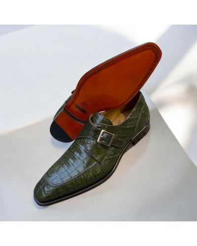 Monk strap shoe Mezlan 50148 green croco