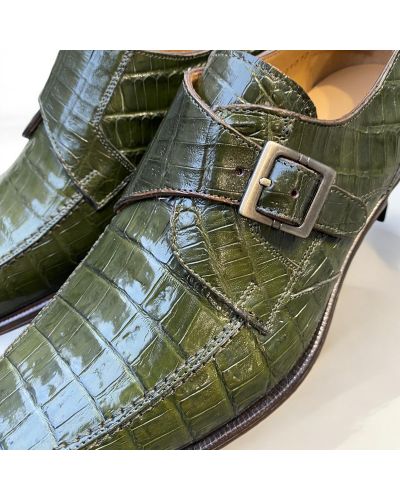 Monk strap shoe Mezlan 50148 green croco