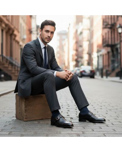 Monk strap shoe Berwick 3520 black leather