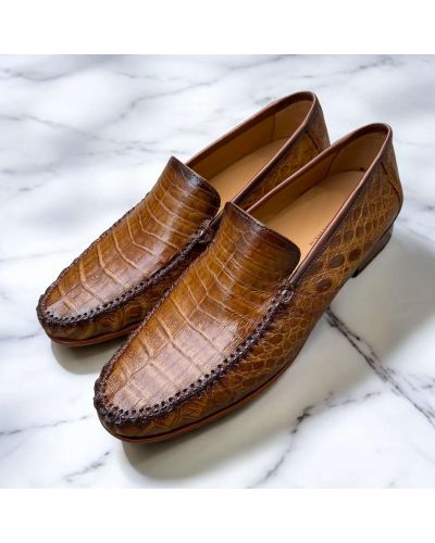 Mocassin Mezlan 7452 véritable crocodile camel