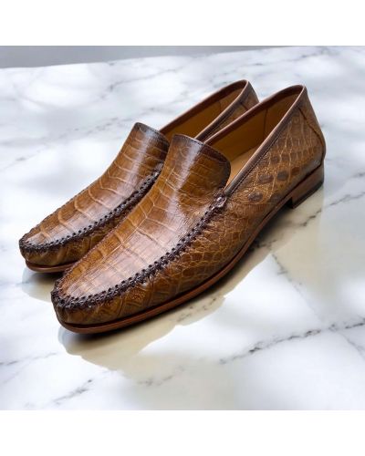 Mocassin Mezlan 7452 véritable crocodile camel