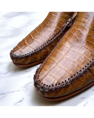 Mocassin Mezlan 7452 véritable crocodile camel