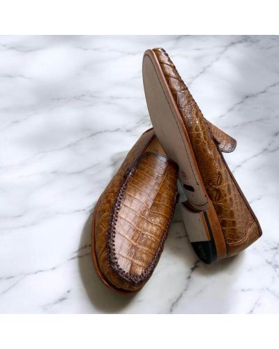 Mocassin Mezlan 7452 véritable crocodile camel