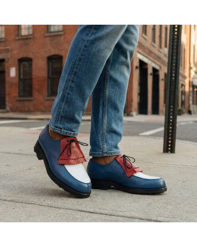 Derby shoe John Mendson 8172 Bob multicoloured blue white red leather with tassels