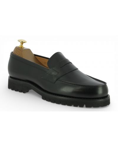 Mocassin John Mendson 15100 semelle gomme commando cuir noir