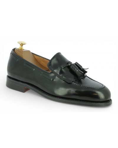 Mocassin à frange et à pompons John Mendson 14726 cuir noir