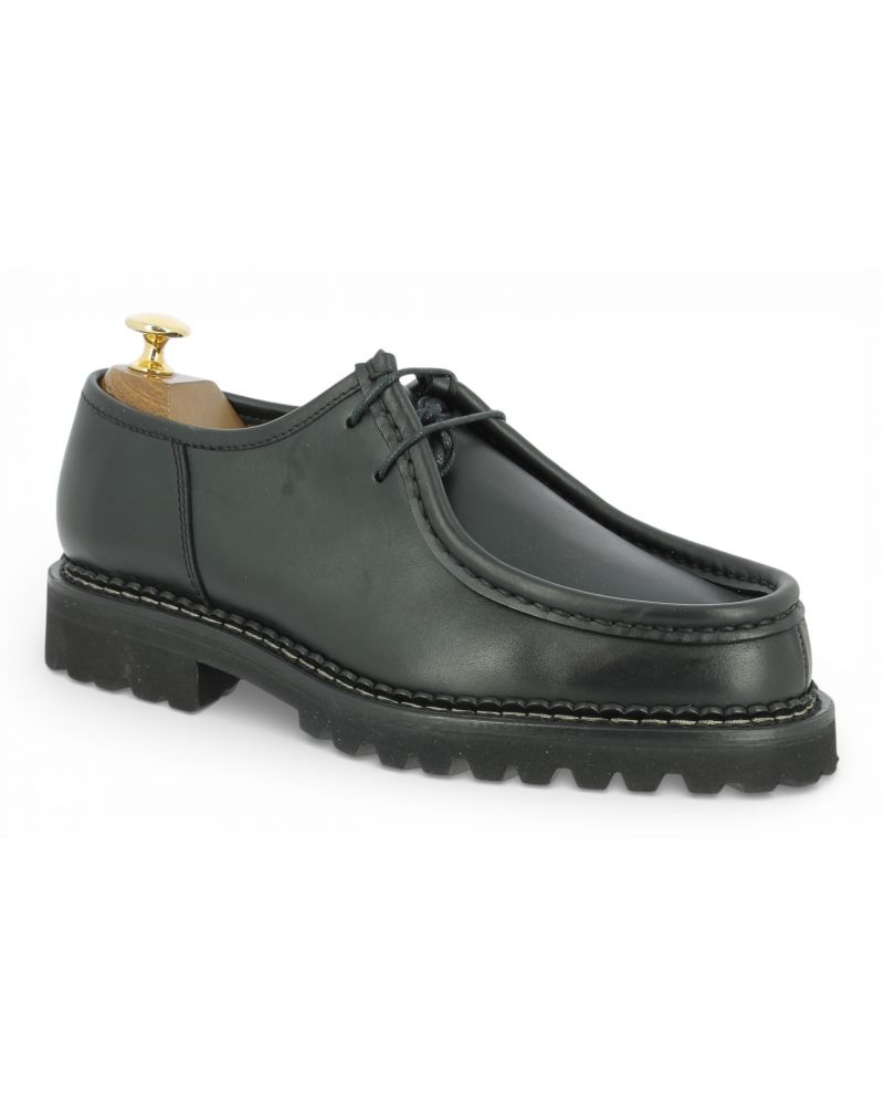 Derby shoe with commando rubber sole John Mendson 14964 black leather