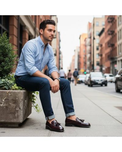 Loafer with fringe and tassels John Mendson 14726 burgundy polido leather