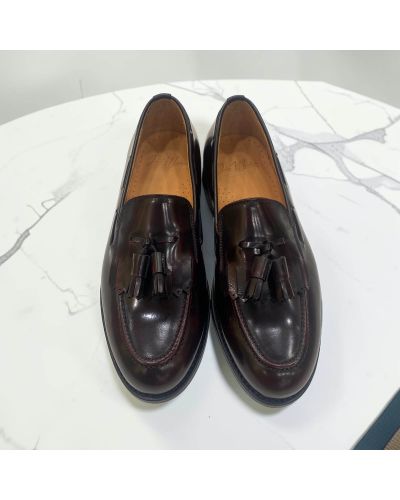 Loafer with fringe and tassels John Mendson 14726 burgundy polido leather