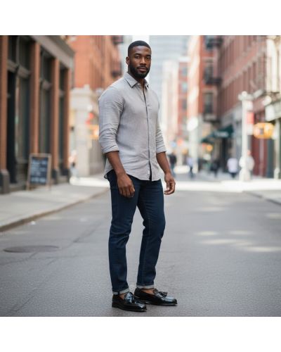 Mocassin à frange et à pompons John Mendson 14726 cuir noir polido