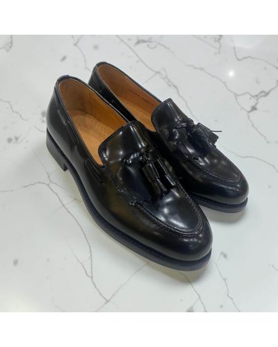 Loafer with fringe and tassels John Mendson 14726 black polido leather