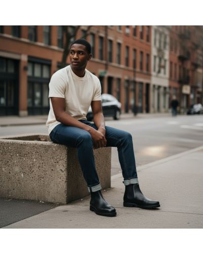 Bottine Chelsea John Mendson 15099 cuir noir