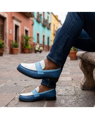 Moccasin John Mendson 2906 Dan multicoloured leather blue alaska