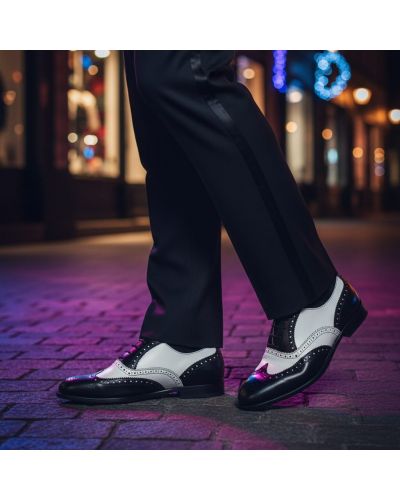 Richelieu Center 51 3763 Tim cuir bicolore noir et blanc