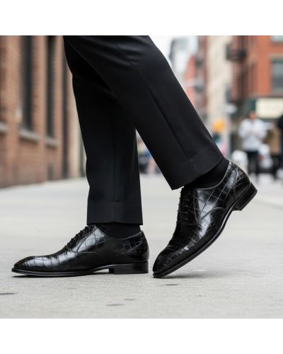 Richelieu Mezlan 4338 véritable crocodile noir
