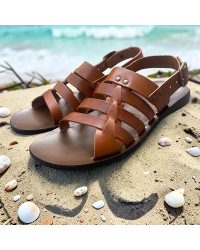 Sandals Zeus 1145 brown leather