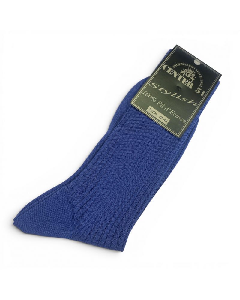 Chaussettes côtelées en fil d'Ecosse bleu electrique