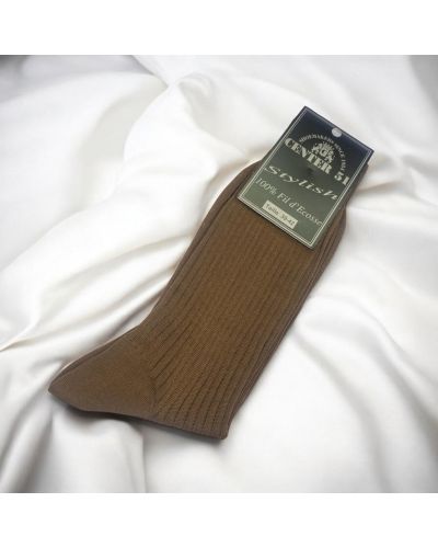 Fine egytian mercerized cotton ribbed socks medium brown