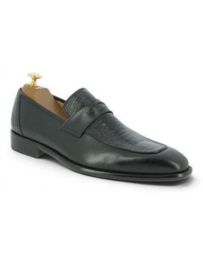Loafer Mezlan 50260 Black leather and genuine black ostrich