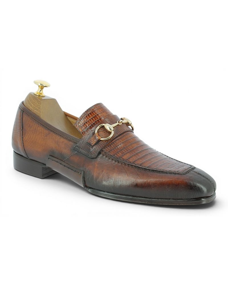 Mocassin Mezlan 50289 véritable lézard marron