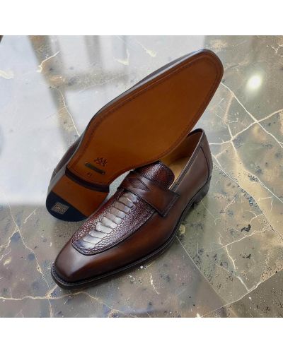 Loafer Mezlan 50260 brown leather and genuine brown ostrich